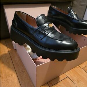 Miu Miu Black Chunky Sole Loafers